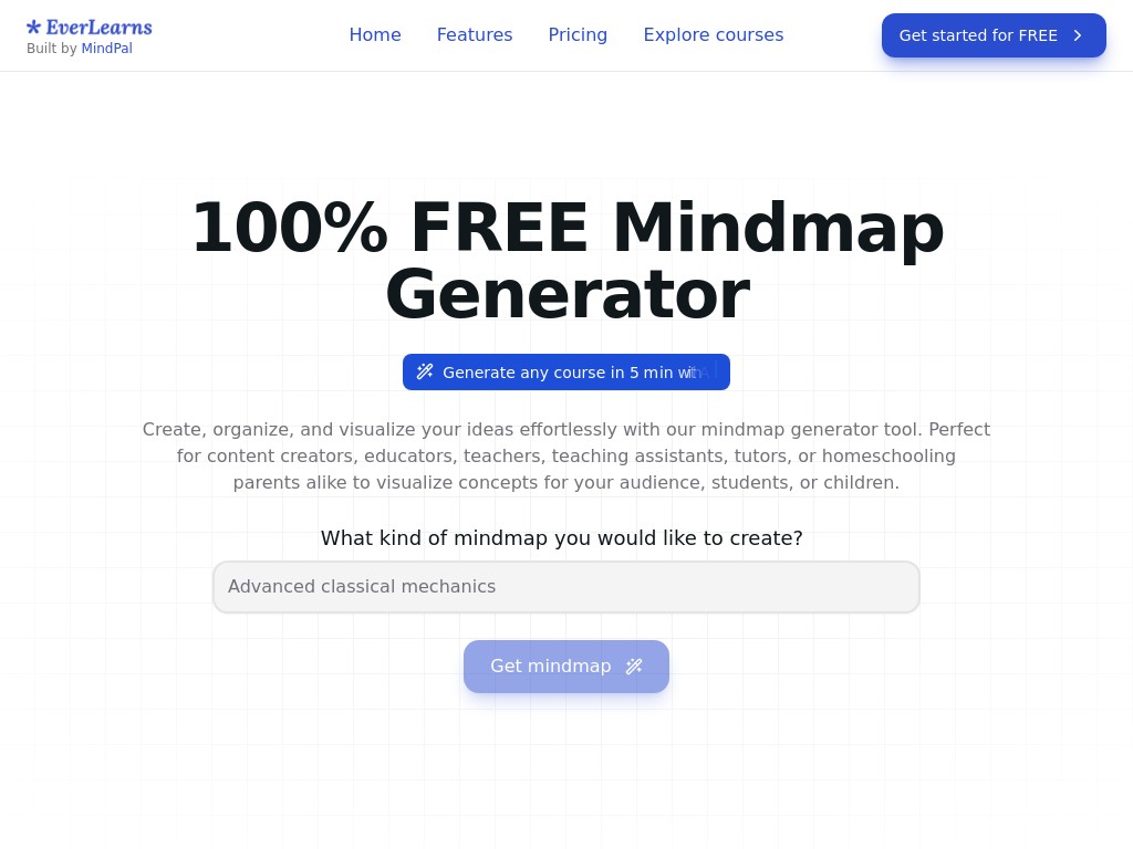100% FREE Mindmap Generator | EverLearns