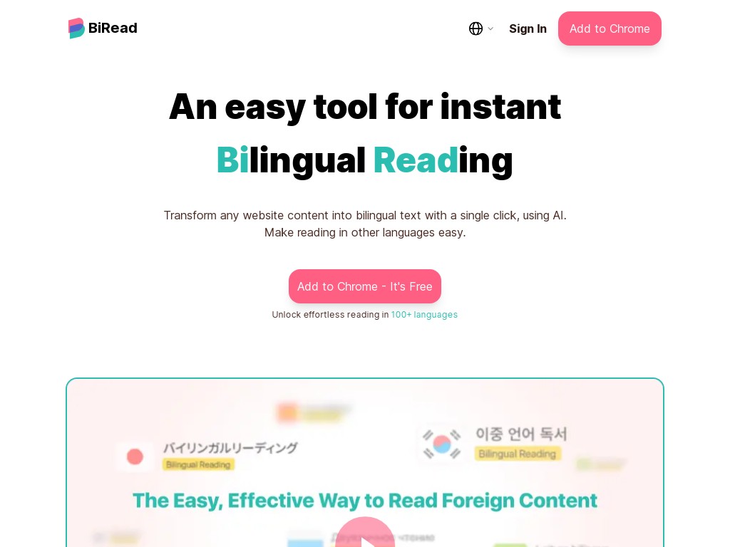 BiRead - An Easy Tool for Instant Bilingual Reading
